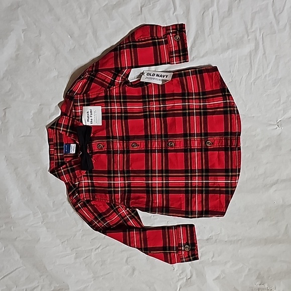 Old Navy Long-Sleeve Printed Poplin Shirt & Bow-Tie Set Toddler Boy 18-24 Month - Picture 4 of 12